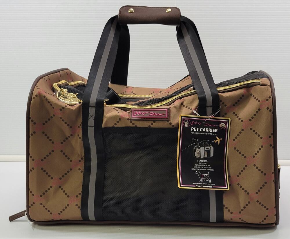 *Z) Betsey Johnson Pet Carrier Bag Chocolate TSA Compliant Up to 16lbs Dog Cat